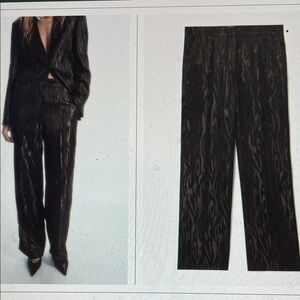 Cos Black satin with chocolate accents wide leg Women's Pants/ new